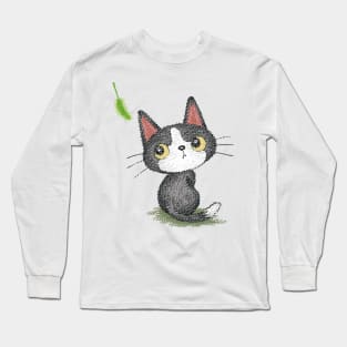 Black kitten and cat toy Long Sleeve T-Shirt